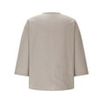 thumbnail image 6 of Button Down Shirts for Women 3/4 Sleeve Cotton and Linen Fashion Solid Color V Neck Loose T Thirt Blouse, 6 of 8