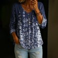 thumbnail image 2 of bovemsi Blouses for Women Dressy Casual Long Sleeve Full Print Bubble Wrinkled Retro Art Button Down Breathable Shirts Cute Summer Tops, 2 of 6