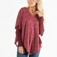 thumbnail image 2 of Howard's S/M Bordeaux Brushed Jersey V-Neck Long Sleeve Poncho Top for Women, 2 of 4
