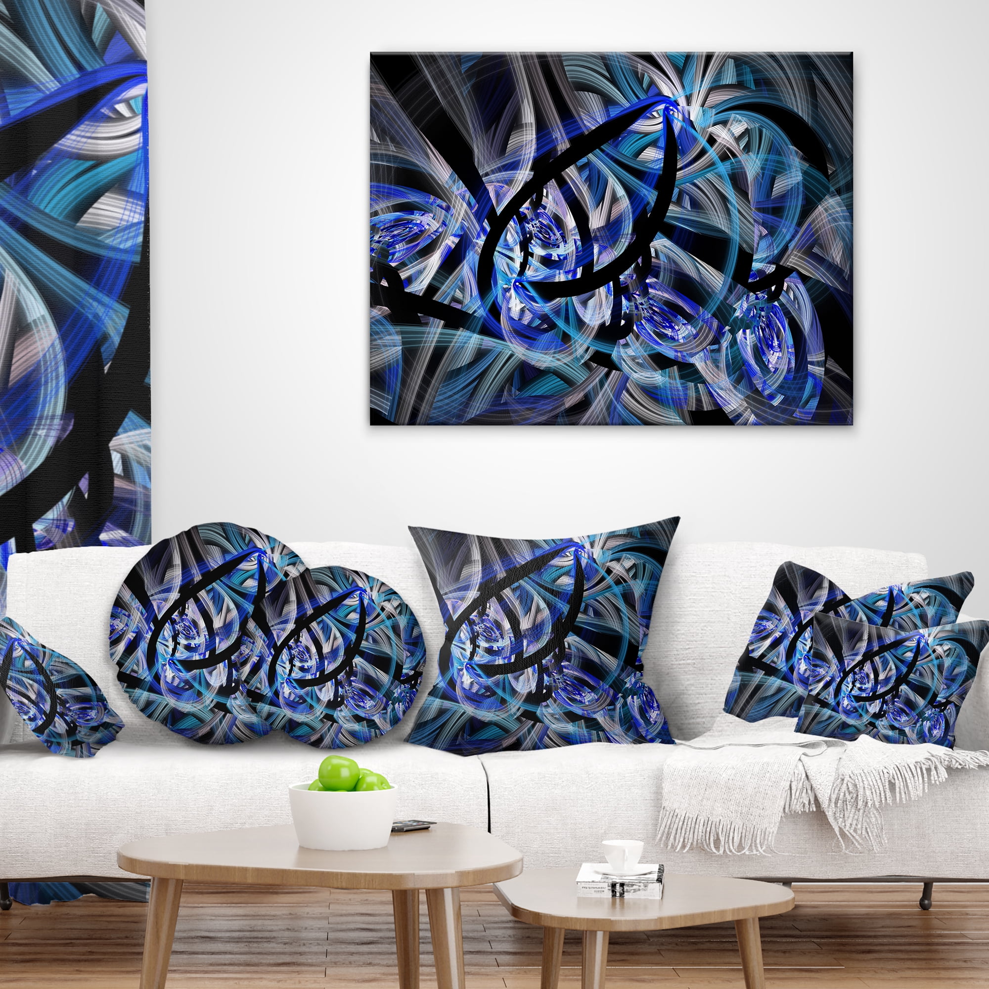 Designart 12" x 20" Black Polyester Throw Pillow