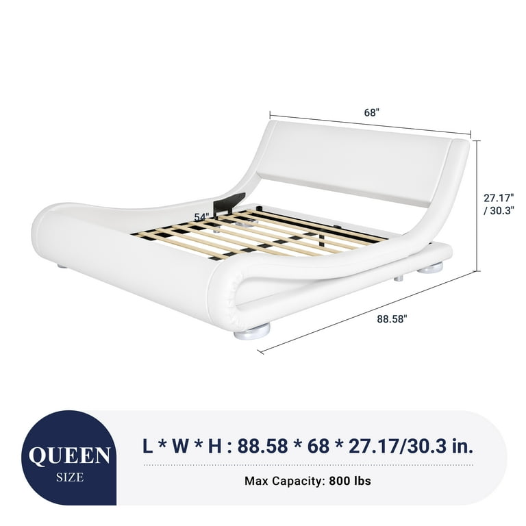 Allewie Queen Size Bed Frame with Headboard, Upholstery