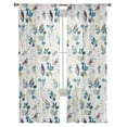 thumbnail image 7 of Sheer Curtains 84 inches Long, Plant Leaves Robin Bird Linen Texture Light Filtering Sheer Window Curtains Rod Pocket Voile Drapes for Bedroom Living Room, 52"W x 84"L 2 Panels, 7 of 7