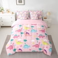 thumbnail image 2 of Manfei Kids Children Cartoon Dinosaur Twin Bedding Sets 7-Piece,Kawaii Animal Dino Bedding Comforter Set Microfiber,Cute Jungle Wildlife Breathable Sheet Sets,Breathable Home Decor,Reversible, 2 of 8