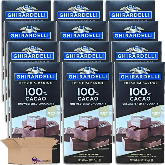 Premium Baking 100% Cacao Unsweetened Chocolate Bar Value Pack 4 Ounce | Pack of 12