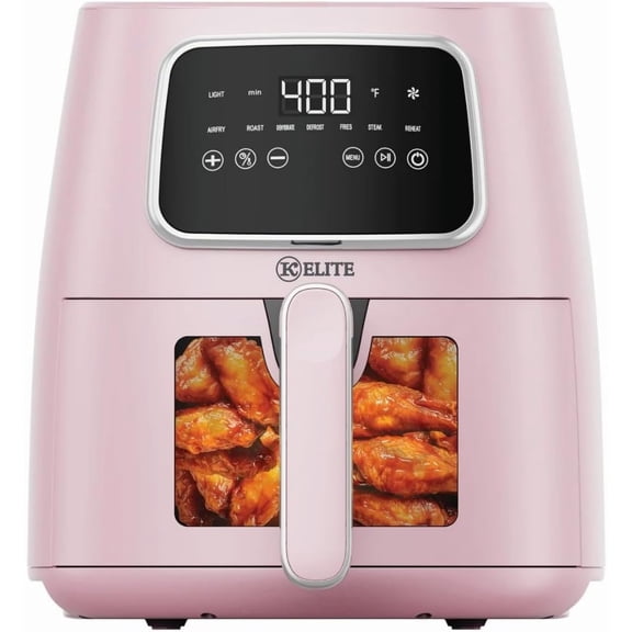 Pink 5.5 Quart Digital Air Fryer with 8 Preset Cooking Programs, Nonstick Basket, Oil-Less Countertop Oven for Frying, Baking, Roasting and Reheating, Healthy Kitchen Appliance