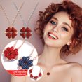 thumbnail image 1 of ¡Última Oportunidad de Ahorro!, Collar con colgante de trébol de cuatro hojas con forma de corazón y cadena de clavícula llena de diamantes, colgante rojo Akmoler, 1 of 8