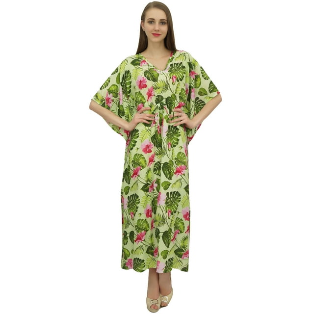 Bimba Kimono Long Vert à Taille Élastique pour Femmes Kaftan-12