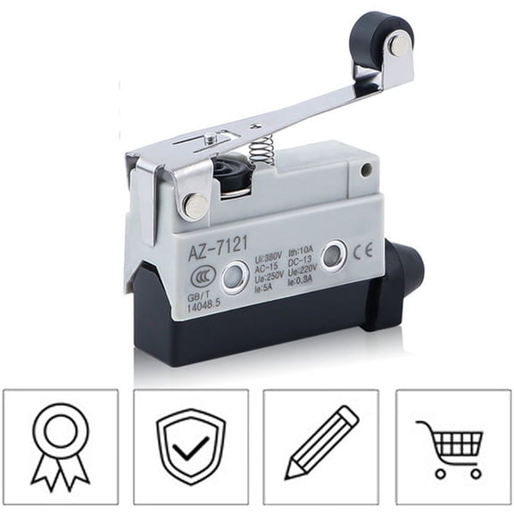 AZ 7121 Waterproof Micro Switch Travel Limit Switch Straight 90degree Roller Lever Inching Travel Limit Switch Hinged Roller Lever