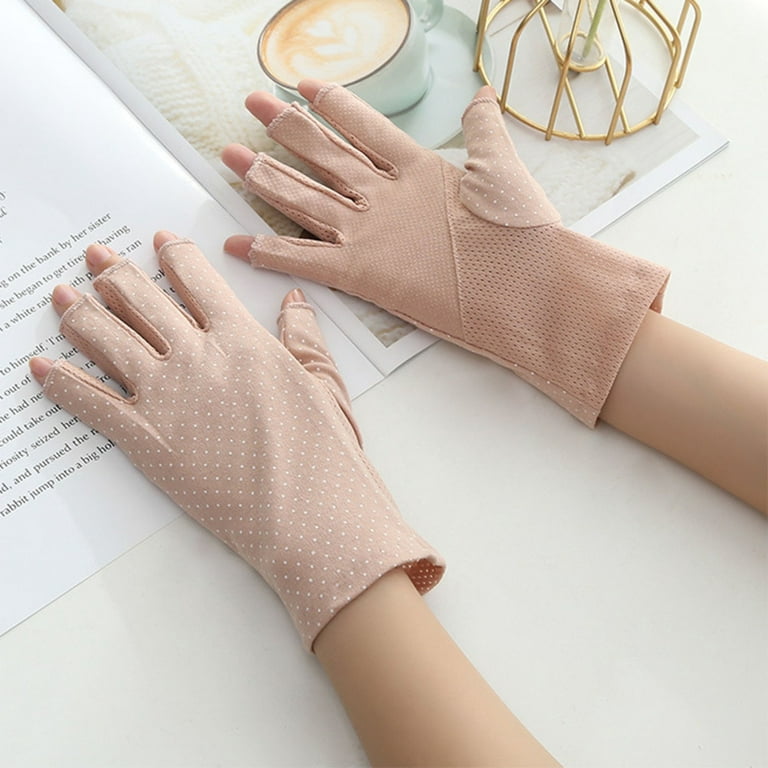 Sun Protection Gloves for Women Sun Protection Gloves Fingerless Sun Gloves  for Men Uv Protection Skin Pink 