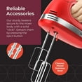 thumbnail image 5 of Mueller Electric Hand Mixer, 5 Speed with Snap-On Case, 250 W, Turbo Speed, 4 Stainless Steel Accessories, Beaters, Dough Hooks, Baking Supplies for Whipping, Mixing, Cookies, Bread, Cakes, Red, 5 of 9