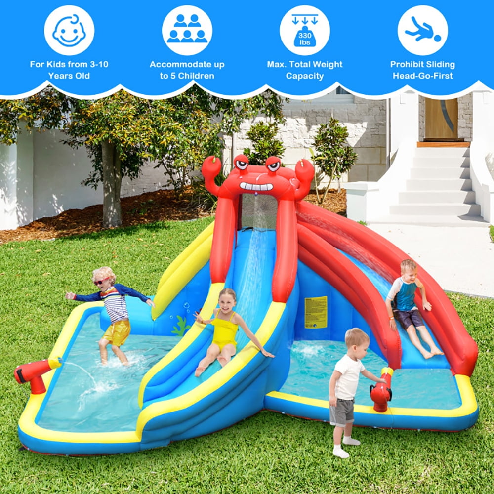 Aimee Lii Inflatable Water Slide Bounce House with Water Cannon with 750W Blower, Playhouse for Kids Outdoor