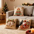 thumbnail image 4 of Cinvoph 18"x18" 3pcs Embroidered Christmas Throw Pillow Covers Linen Festive Xmas New Year Decorative Pillow Cases for Couch Sofa Bed Chair Living Room Party Winter Home Decoration, 4 of 7