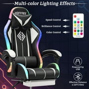 Hoffree Gaming Chair with Bluetooth Speakers and Footrest Massage Office Chair with LED Lights Ergonomic Game Chair High Back with Lumbar Support and Headrest Adjustable Swivel for Adults 300lb