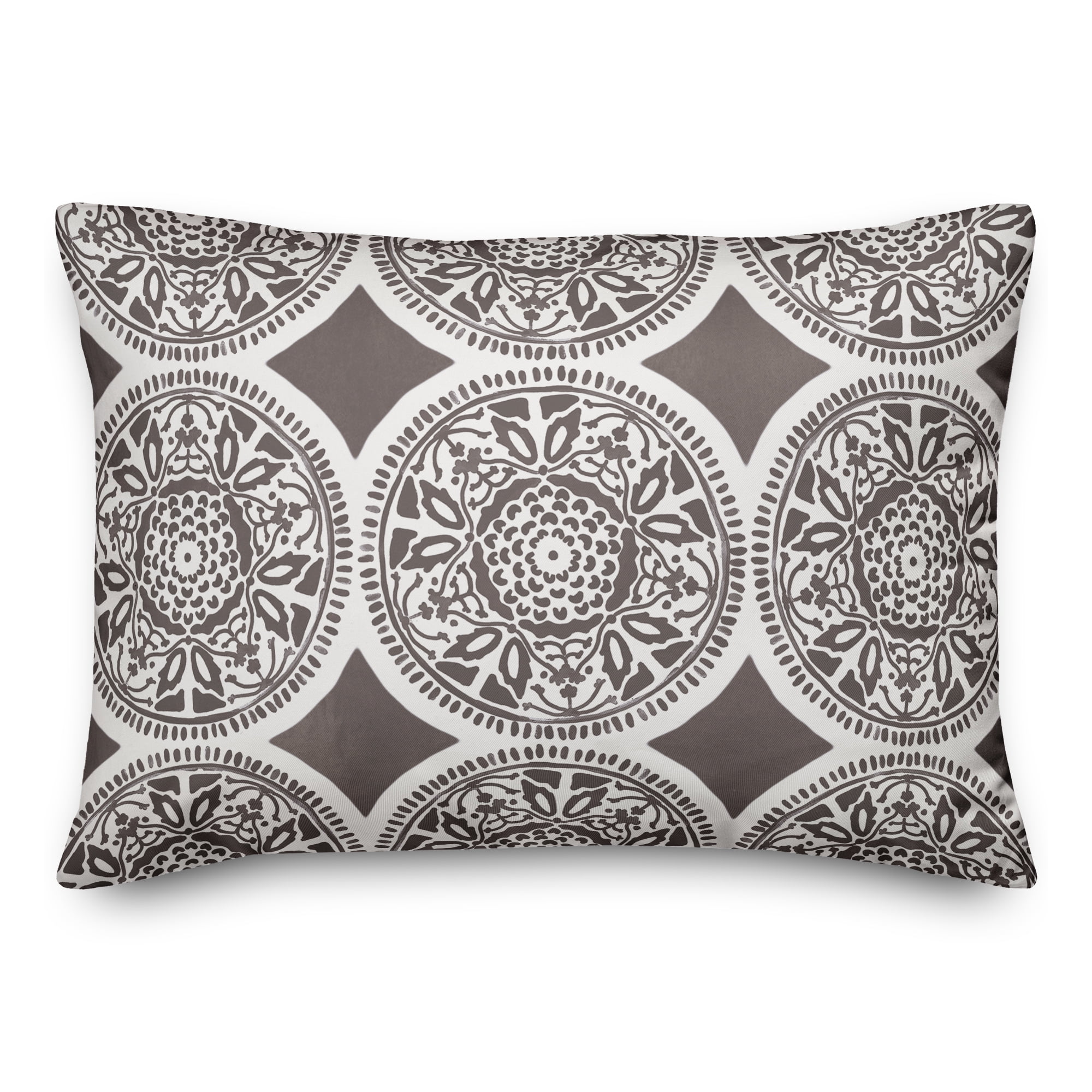 Creative Products Small Grey Full Pattern Medallions 14x20 Indoor / Outdoor Pillow