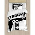 thumbnail image 3 of 18th Birthday Duvet Cover Set Queen Size, Finally Eighteen Quote Basketball Logo Icon Seemed Sports Movement Image, Decorative 3 Piece Bedding Set with 2 Pillow Shams, Black and White, by Ambesonne, 3 of 3