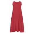 thumbnail image 5 of Giftesty Summer Dresses for Women Fashion Holiday Summer Solid Color Sleeveless Hollowed Out Party Midi Beach Dress, 5 of 5