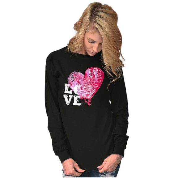 Valentine's Day Love Language Heart Women's Long Sleeve T Shirt Brisco Brands S