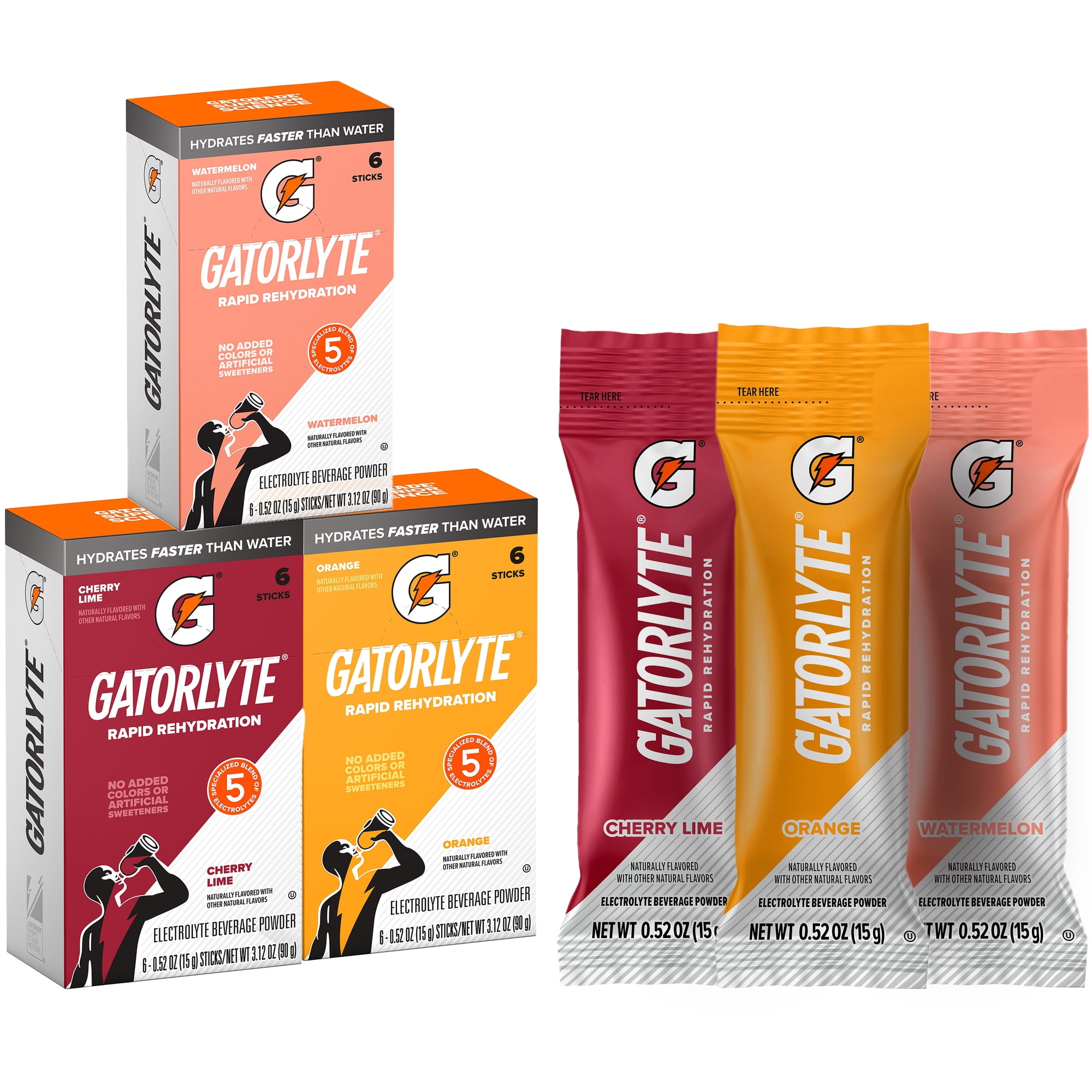 Gatorlyte Rapid Rehydration Electrolyte Beverage, Variety Pack, 18 Pack