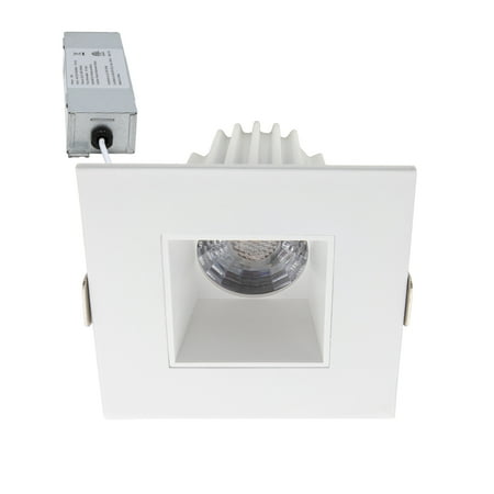 

Maxxima 2 in. Slim 3 CCT Recessed Anti-Glare LED Downlight Canless IC Rated 500 Lumens 3 Color Temperature Selectable 2700K/3300K/4000K Dimmable Square White Trim 90 CRI Junction Box Included