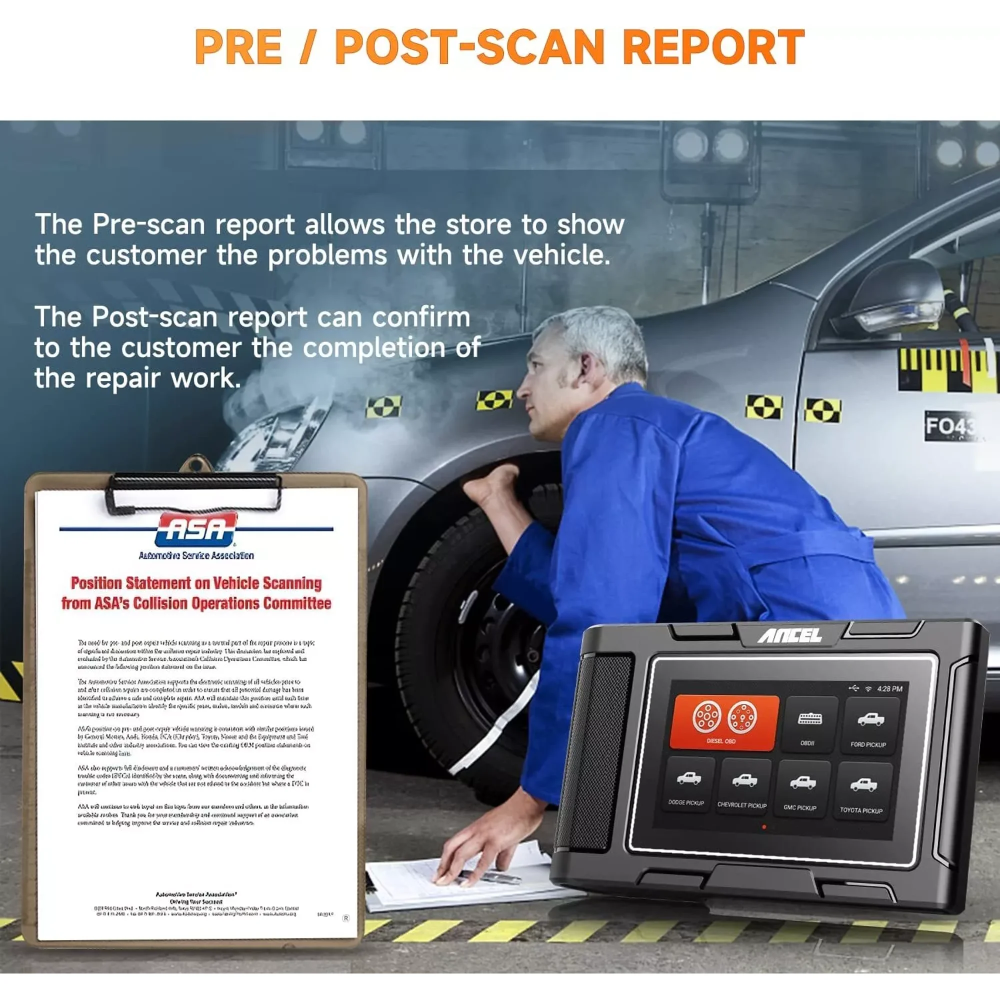 ANCEL HD3500 Pickup Truck OBD2 Scanner, All Systems Diesel Diagnostic Tool with Bidirectional & Service Reset & D-P-F Regen, 2-IN-1 Car Code Reader for Ford/Dodge/Chevy/GMC/Toyota/Honda/Nissan/Isuzu