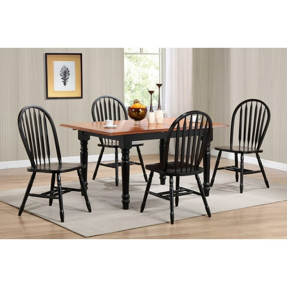 Extendable Dining Set 60" Rectangular Table with 5 Arrowback Chairs - Seats 4-6
