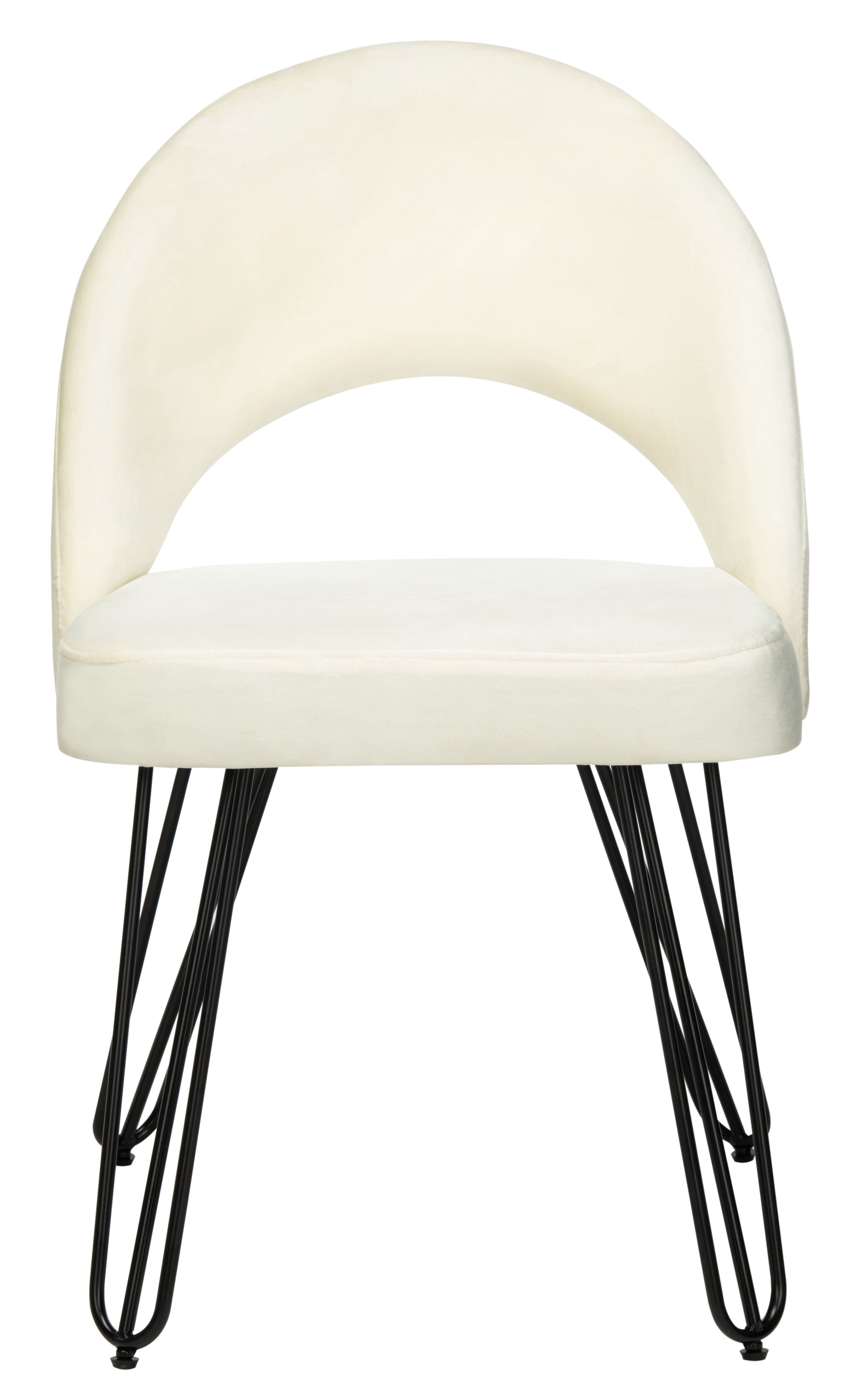 SAFAVIEH Jora Velvet Retro Dining Chair, Set of 2, Cream/Black