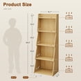 thumbnail image 2 of 5-Tier Leaning Ladder Bookcase With LED Light In Yellow Oak Finish Modern Floor Standing Display Storage For Home Office Living Room, 2 of 8