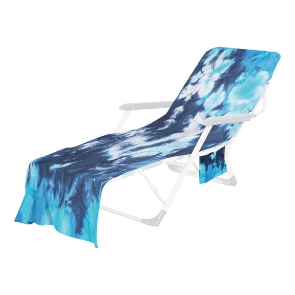 SLYNSHome Beach Chair Cover With Side Pockets,Microfiber Chaise Chair Towel Cover For Sun Lounger Pool Sunbathing Garden Beach Hotel,Easy To Carry Around