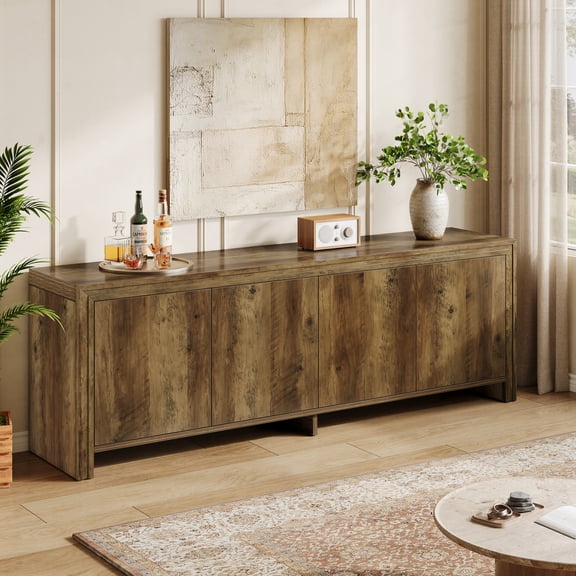 Tribesigns 63" TV Stand, Farmhouse TV Console  With Cabinets