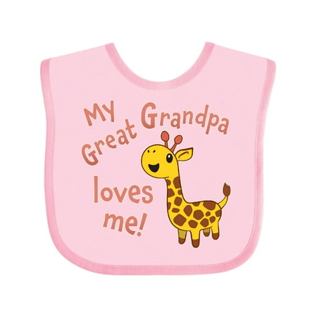 

Inktastic My Great Grandpa Loves Me- Cute Giraffe Boys or Girls Baby Bib