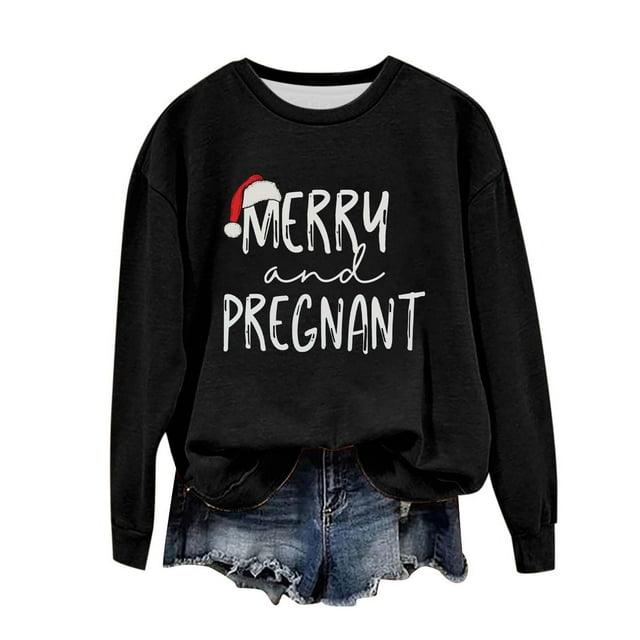 Birdeem Chandail de Noël pour Femmes Col Rond Imprimé Ample Manches Longues Sans Capuche