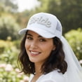 thumbnail image 7 of Vjnyvs Rhinestones Embellished Bride Baseball Hat With White Tulle Veil Wedding Headpiece For Bridal Party Bride And Bridesmaid Caps, 7 of 7