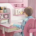 thumbnail image 4 of YNCE Height Adjustable Kids Desk and Chair Set, Widened Children Desktop, Learning Desk with Spacious Storage Drawer, Pink Desk Chair for Girls, 4 of 7