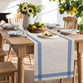 thumbnail image 3 of Table Runner 108 Inches Long,Classic Blue Striped Linen Table Runners Dresser Scarf Runner for Bedroom Kitchen Home Party Dining Tables Decor Retro Line on Linen, 3 of 8