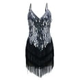 thumbnail image 3 of DailyTrove Women's Sleeveless Sequin Fringe Dress, V-Neck, Party & Night Out Wear, Sparkly Fit, 3 of 6
