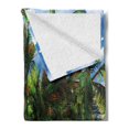thumbnail image 2 of Hawaiian Soft Flannel Fleece Blanket, Hawaii Island Palm Trees Forest Greenery Cloudy Summer Sky Sunlight Seascape, Cozy Plush for Indoor and Outdoor Use, 60" x 80", Green Blue Brown, by Ambesonne, 2 of 5