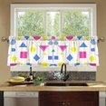 thumbnail image 4 of Yayeee Kitchen Curtains Tier Set of 2 Light Filtering 57"x24" Over Sink Window Panels, Yellow Retro Round, 4 of 7
