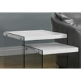 thumbnail image 2 of Monarch Specialties Nesting Table, Set Of 2, Side, End, Accent, Living Room, Bedroom, Tempered Glass, Laminate, Glossy White, Clear, Contemporary, Modern, 2 of 5