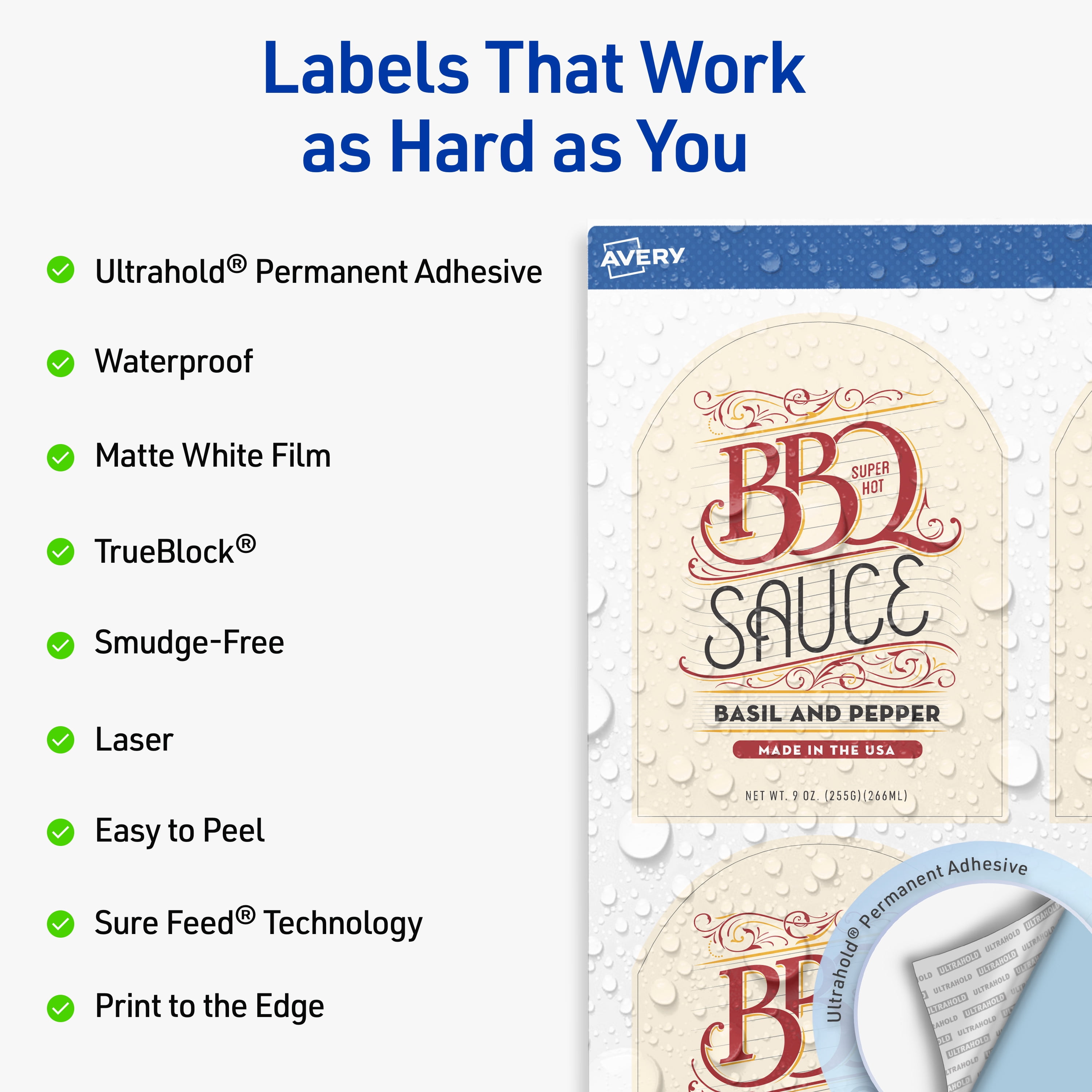 Avery Waterproof Arched Labels, 4.75" x 3.5", 100 Total