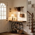 thumbnail image 3 of MONGJI Table for Foyer,41.3 Inch Industrial Narrow Console Table,Accent Decor Living Room Furniture,Hallway & Sofa Table for Entrance,4-Tier Storage Shelves,Metal Frame,Thick Wood Top, 3 of 7