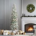 thumbnail image 3 of National Tree Company 7.5 ft. Pre-Lit Artificial Acacia Pencil Slim Christmas Tree, Green, 350 Clear Lights, Flocked, Includes Stand, 3 of 8
