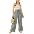 thumbnail image 2 of Women's Pants Casual Elastic High Waisted Wide Leg Pants Grey S Palazzo Pants with Pockets, 2 of 5