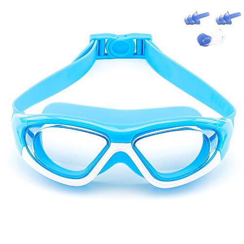 Age 6-15 pink Big Frame Wide-Vision Swim Goggles for Children Girls Boys 