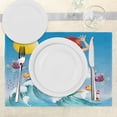 thumbnail image 3 of Ambesonne Cartoon Place Mats Set of 4, Wave with Fish, Standard Size, Multicolor, 3 of 6