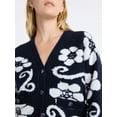thumbnail image 4 of Free Assembly Women’s Floral Pattern V-Neck Cardigan Sweater, Midweight, Sizes XS-XXL, 4 of 5