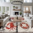 thumbnail image 3 of Vintage Coastal Area Rugs 8'x10', Washable Small Throw Rugs for Living Room Patio, Nautical Crab Lobster Anchor Retro Art Indoor Outdoor Rug Non-Slip Low Pile Carpet Runner Reversible Floor Mats, 3 of 8