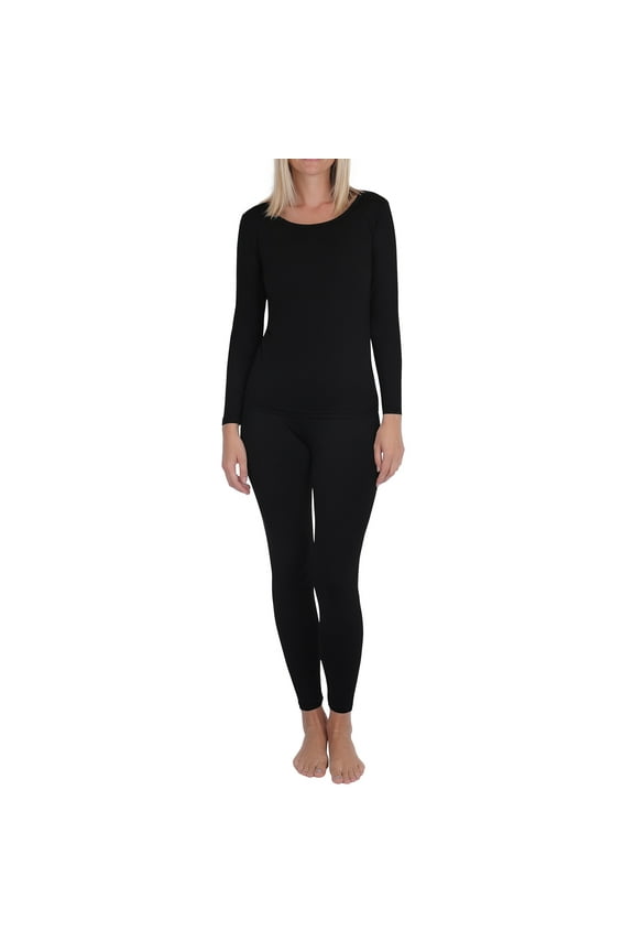 Thermal Underwear for Women Fleece Lined Base Layer Top and Bottom Set