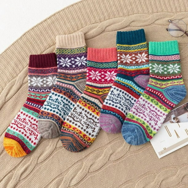 10 pares de calcetines de lana, calcetines térmicos para mujer, calcetines cálidos de invierno para mujer, calcetines de punto gruesos, calcetines de invierno para mujer, coloridos