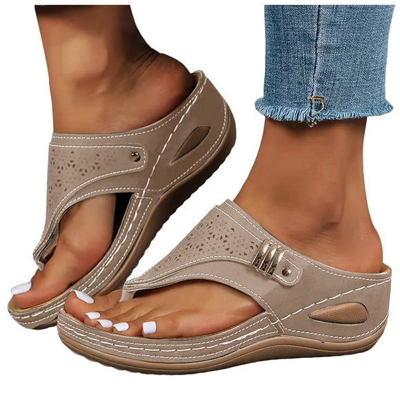 Sandales de Plage Orthopédiques à Talon Compensé pour Femmes 2025 Confortables avec Soutien de Voûte Plantaire Orthofeet Sandales à Larges Brides