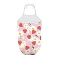 thumbnail image 5 of FOR U DESIGNS Cute Swimsuits for Teen Girls Halter Neck Bathing Suit Size 9-10 Strawberry Daisy Bee Sleeveless Swimwear with Adjustable Neck Strap, 5 of 6